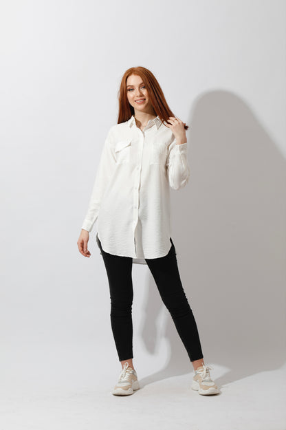 Shirt ‏with Two Pockets - White