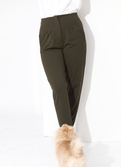 High Waist Trousers - Olive