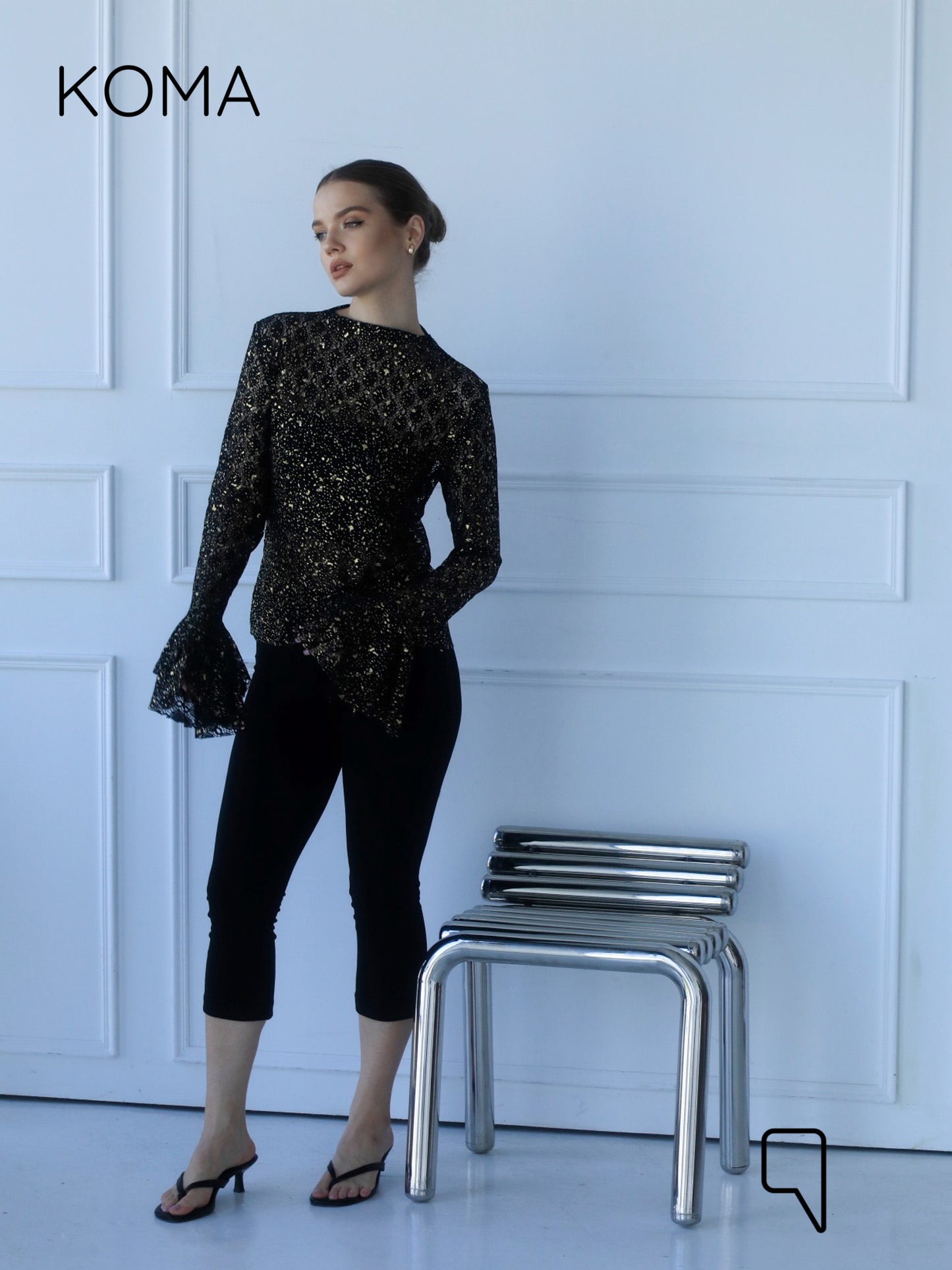 Chiara Dentil Blouse - Black Gold