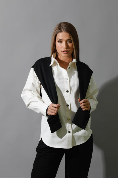 Double Sleeved Shirt - White & Black