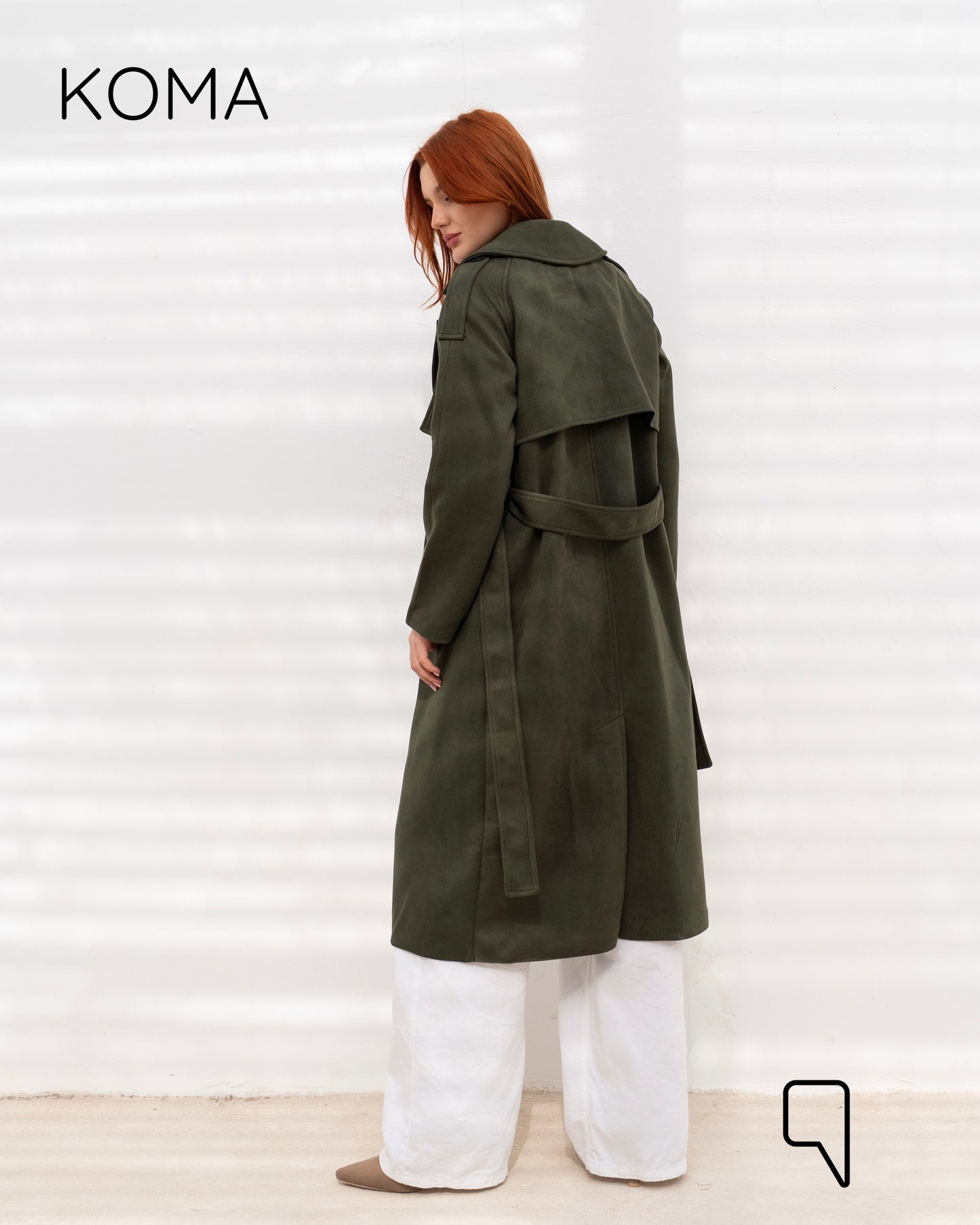 Lydia Double Breasted Trench Coat - Olive