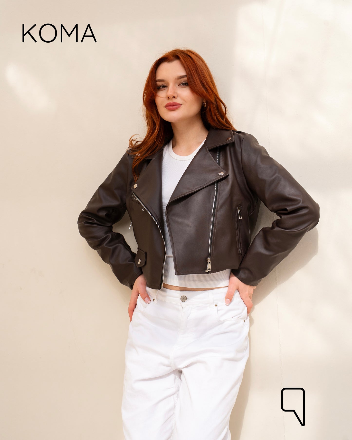 Leather Biker Jacket - Brown