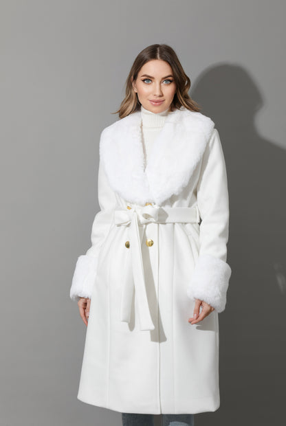 Furs Double Breasted Coat - White