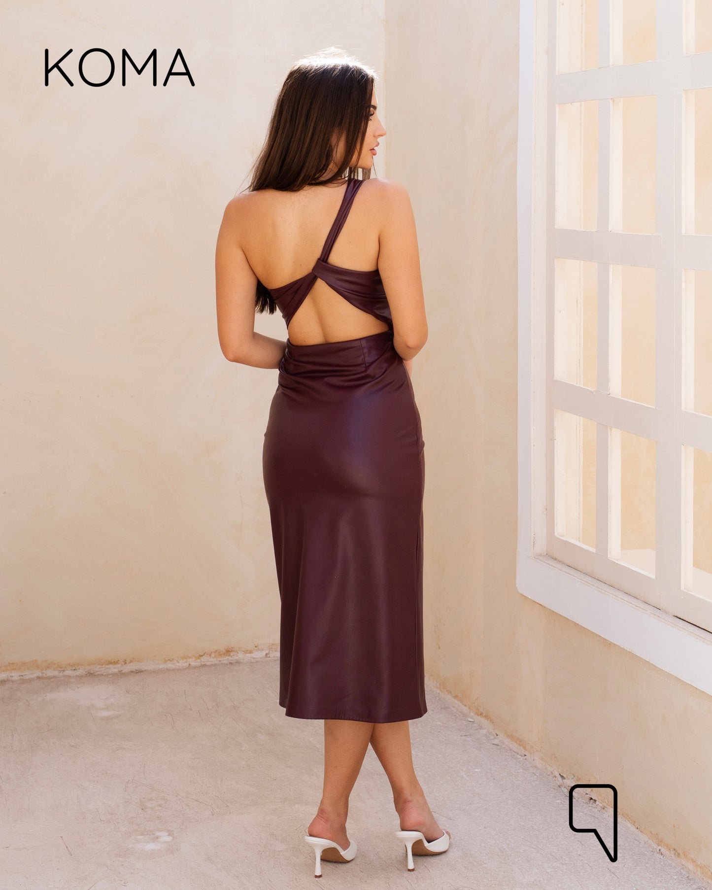 Khloe Faux Leather Midi Dress - Maroon
