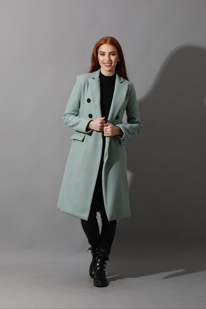 Front Open Coat - Mint Green