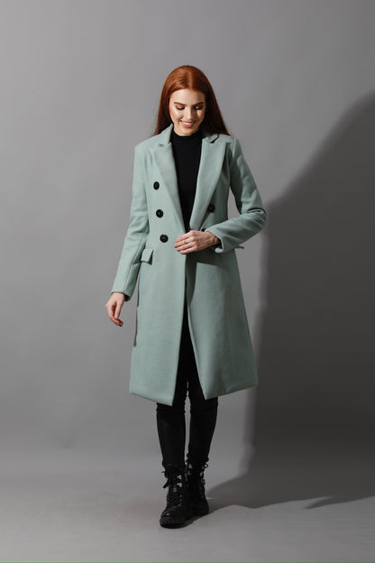 Front Open Coat - Mint Green