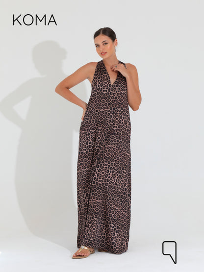 Paulina V Neck Maxi Dress - Multicolored Tiger