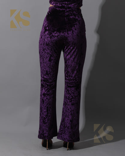Velvet Bootcut Trousers Set - Purple