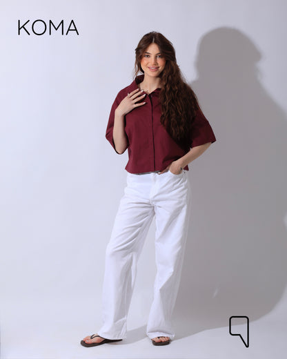 Ashton Poplin Shirt - Maroon