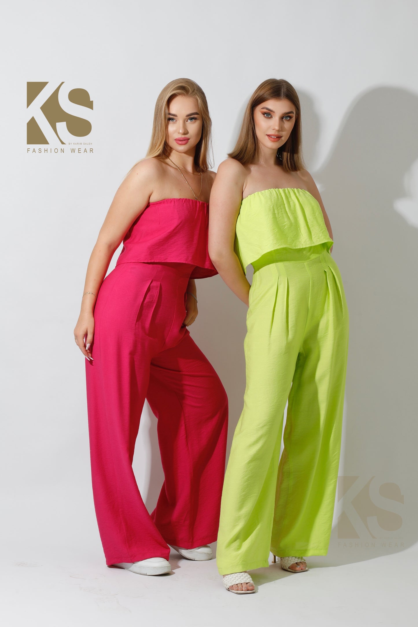 Wide Leg Jumpsuit - Lime Green