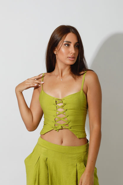 Co-Ord Rope Top & Trousers - kiwi Green