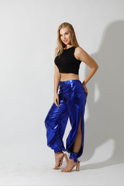 Side Slit Trousers - Electric Blue
