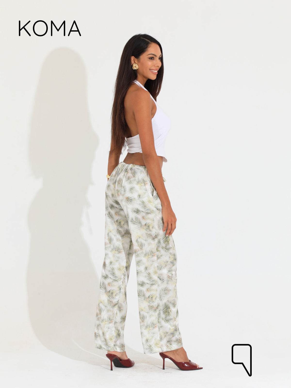 Elsie Lose Fit Trousers - Multicolored Olive
