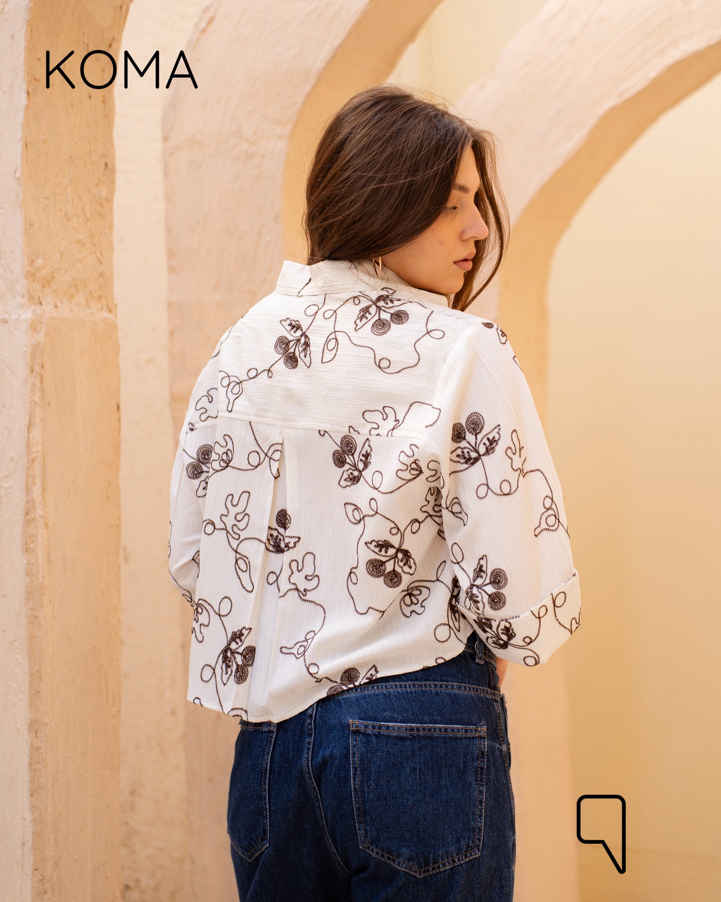 Paloma Textured Embroidered Blend Shirt - Brown