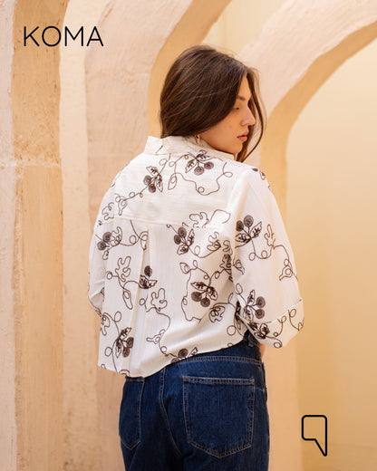 Paloma Textured Embroidered Blend Shirt - Brown