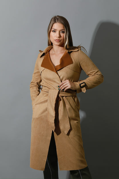 Wrap Trench Cardigan - Camel
