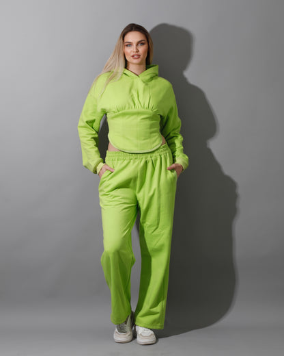 Corset Hoodie & Pants Set - Lime Green