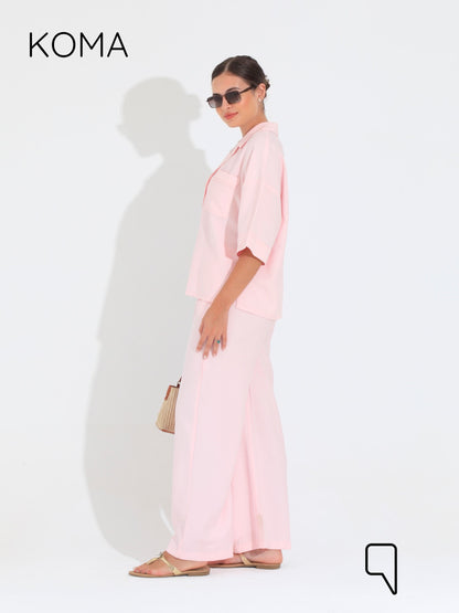 Maeve ShortSleeve Shirt & Blend Trousers Set - Pink