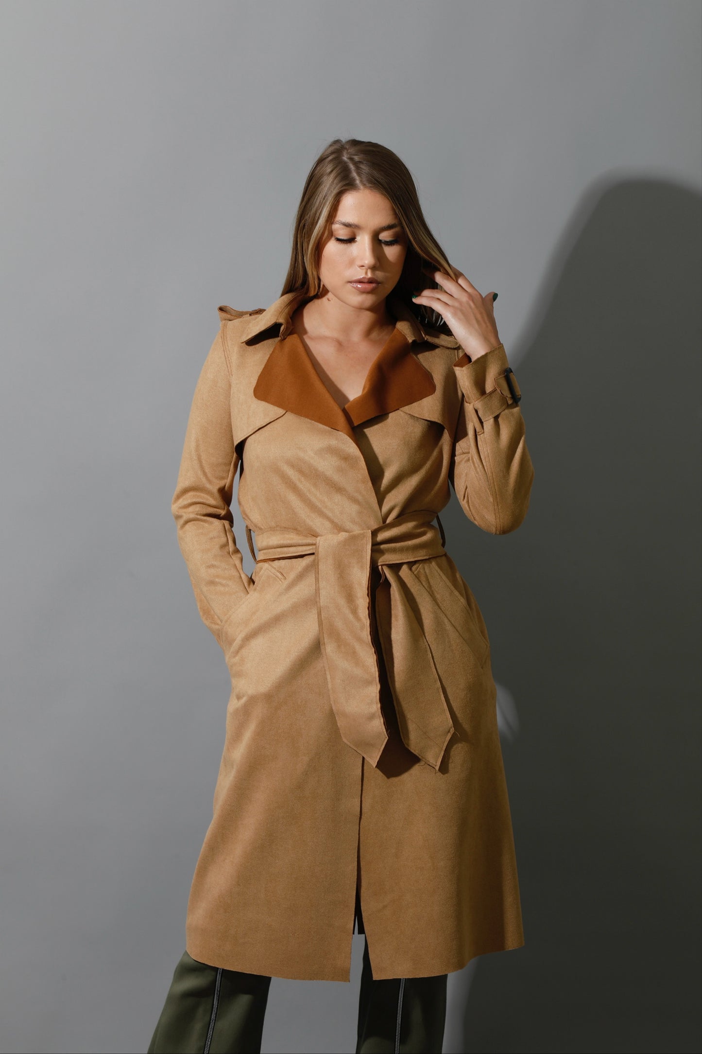 Wrap Trench Cardigan - Camel
