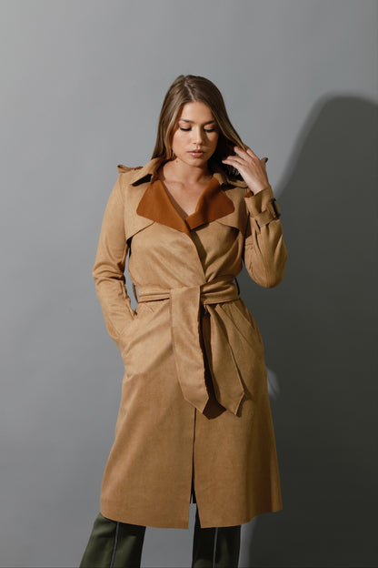 Wrap Trench Cardigan - Camel