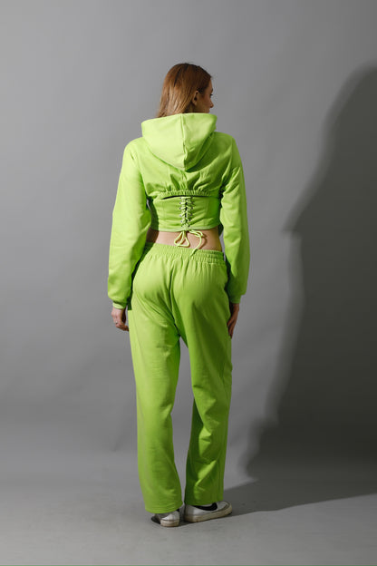 Corset Hoodie Set - Lime Green