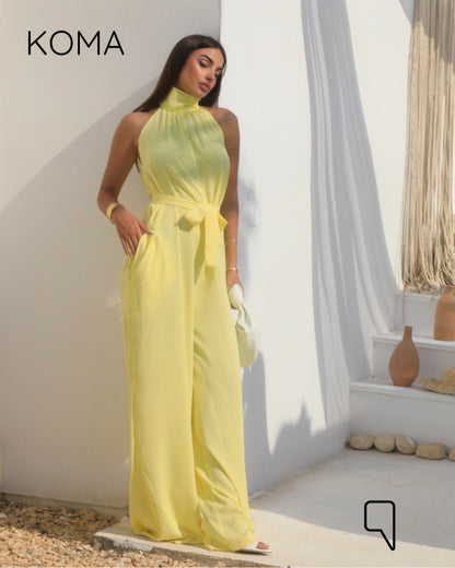 Georgie Sleeveless Wide Leg Jumpsuit - Yellow