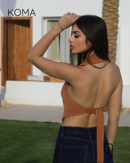 Beccy Backless Formal Vest - Camel
