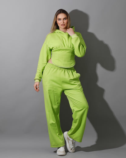 Corset Hoodie & Pants Set - Lime Green