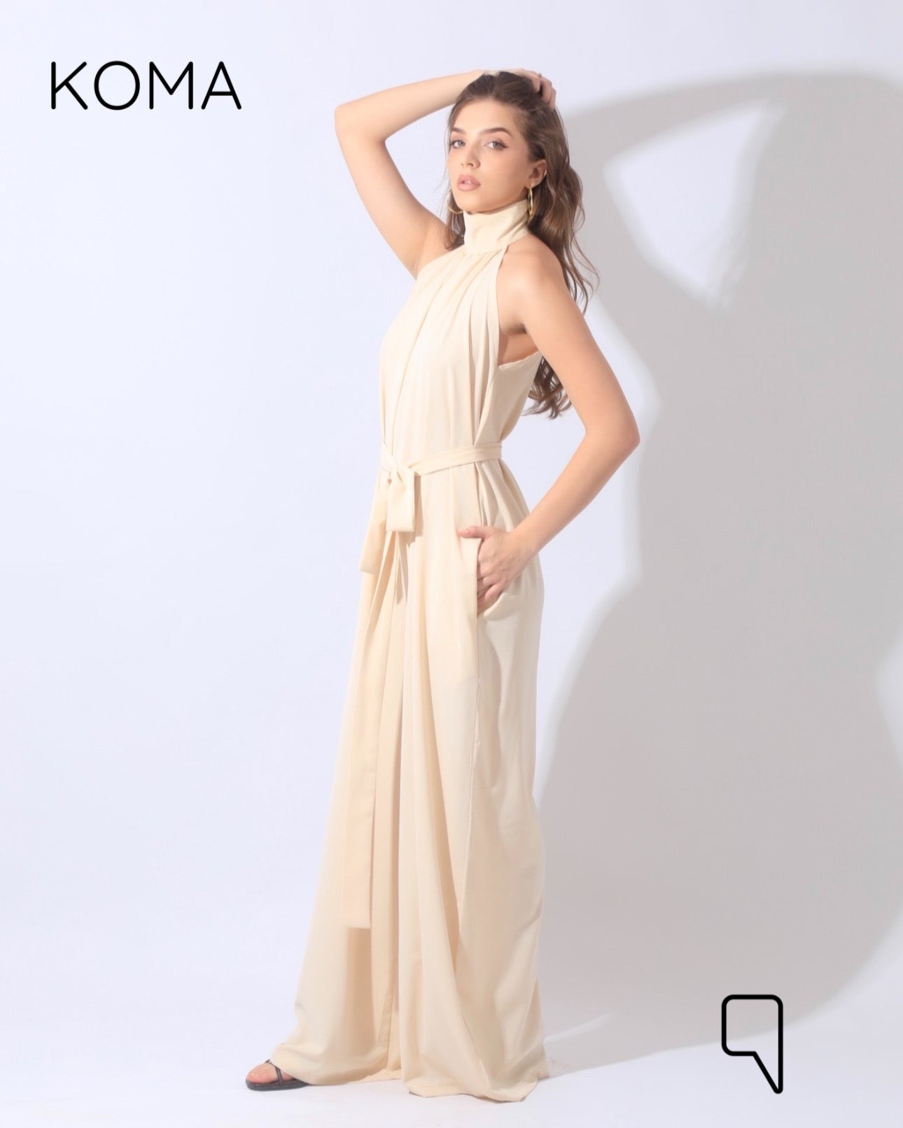 Georgie Sleeveless Wide Leg Jumpsuit - Beige