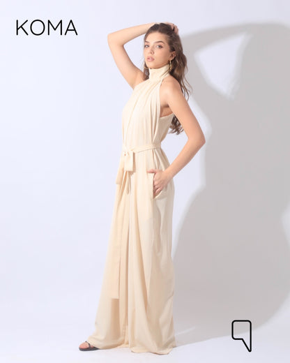 Georgie Sleeveless Wide Leg Jumpsuit - Cream