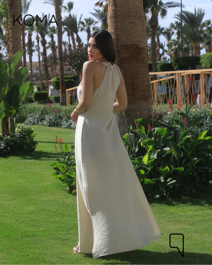 Paulina V Neck Maxi Dress - Beige