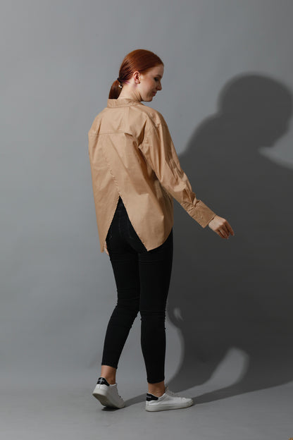 Back Slit Shirt - Beige