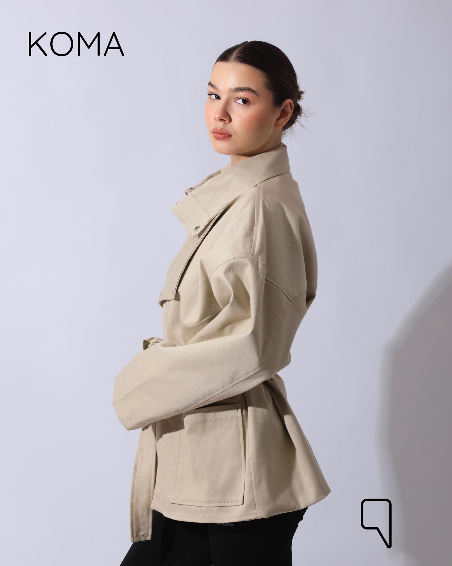 Elizabeth Funnel Neck Trench Coat - Beige