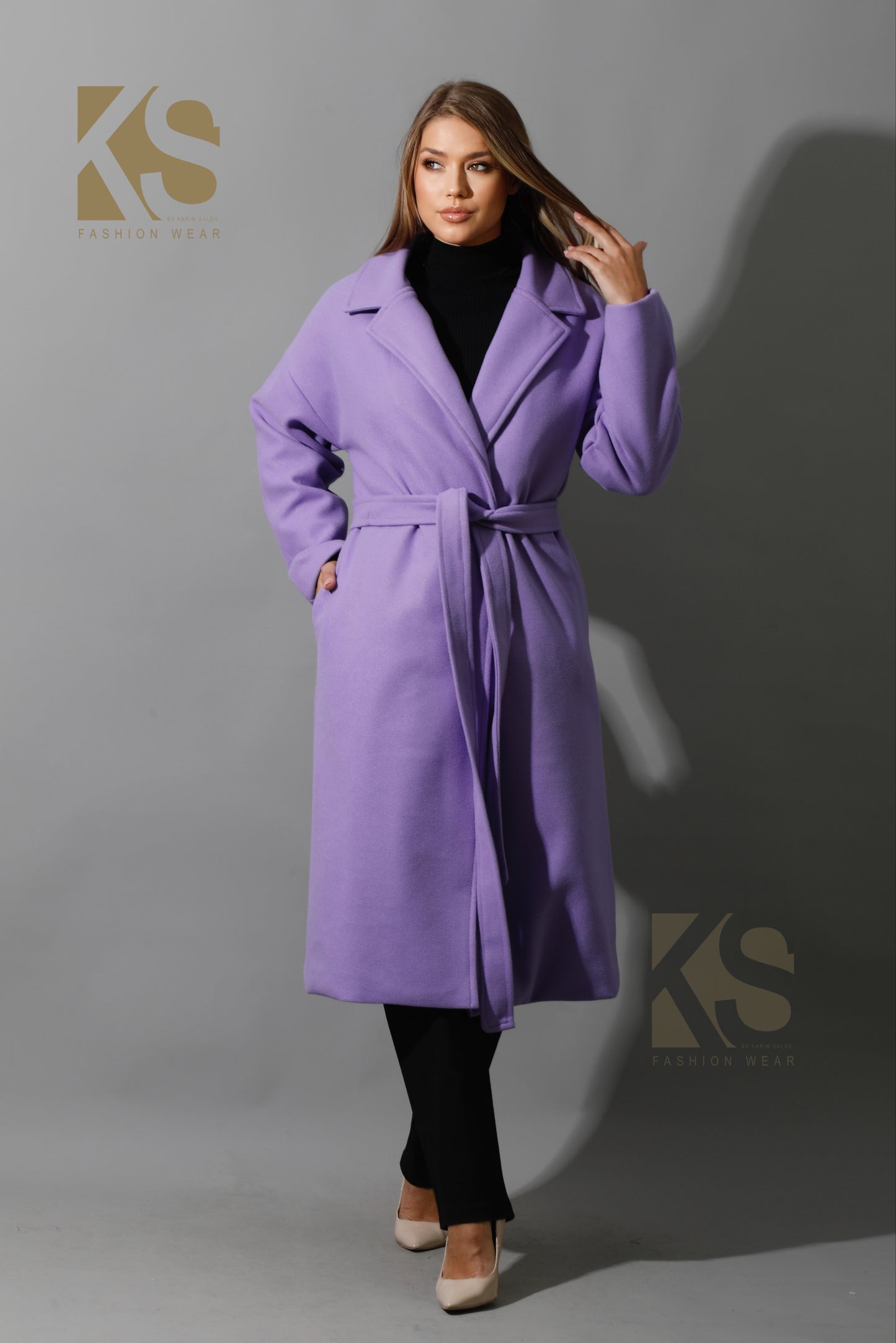 Oversized Wrapped Coat - Lavender
