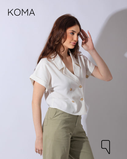 Mira Crossover Short Shirt - White