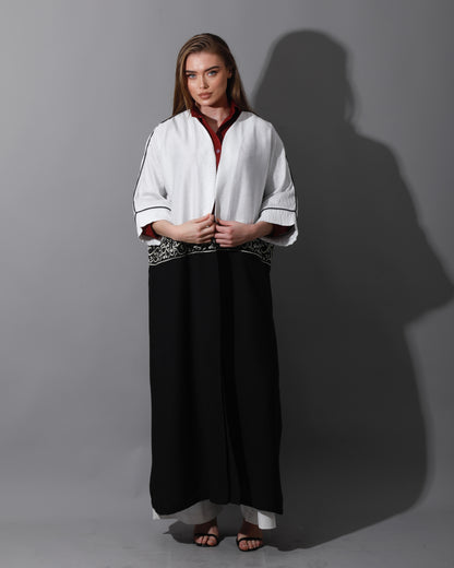 Double Colored Arabic Kaftan - Black & White