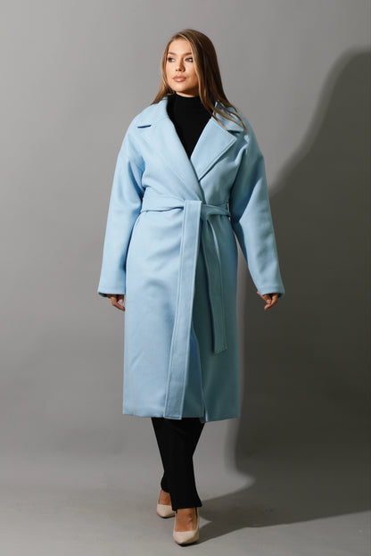 Oversized Wrapped Coat - Babe Blue