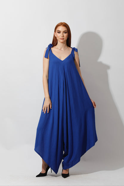 Tied Up Lose Jumpsuit - Electric Blue