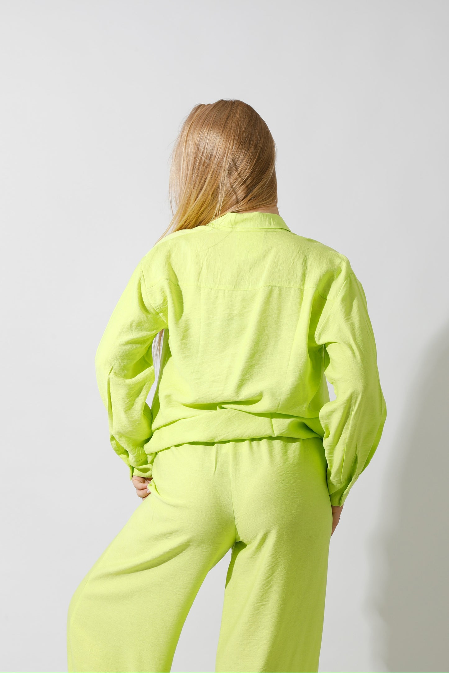 Co-Ord Long Sleeves Shirt - Lime Green