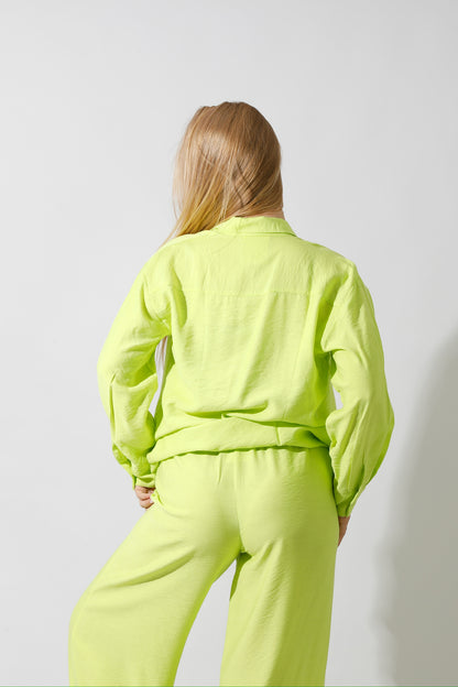 Co-Ord Long Sleeves Shirt - Lime Green