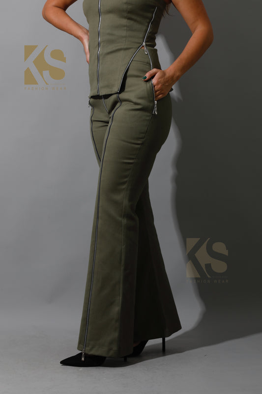 Co-Ord BootCut pants - Olive