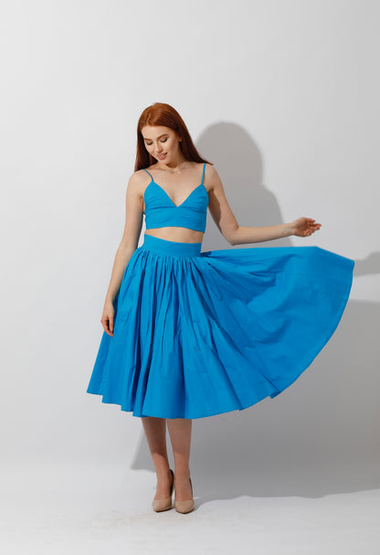 Co-Ord Flared Skirt - Blue