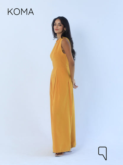 Olivia Sleeveless Wide Leg Jumpsuit - Mustard