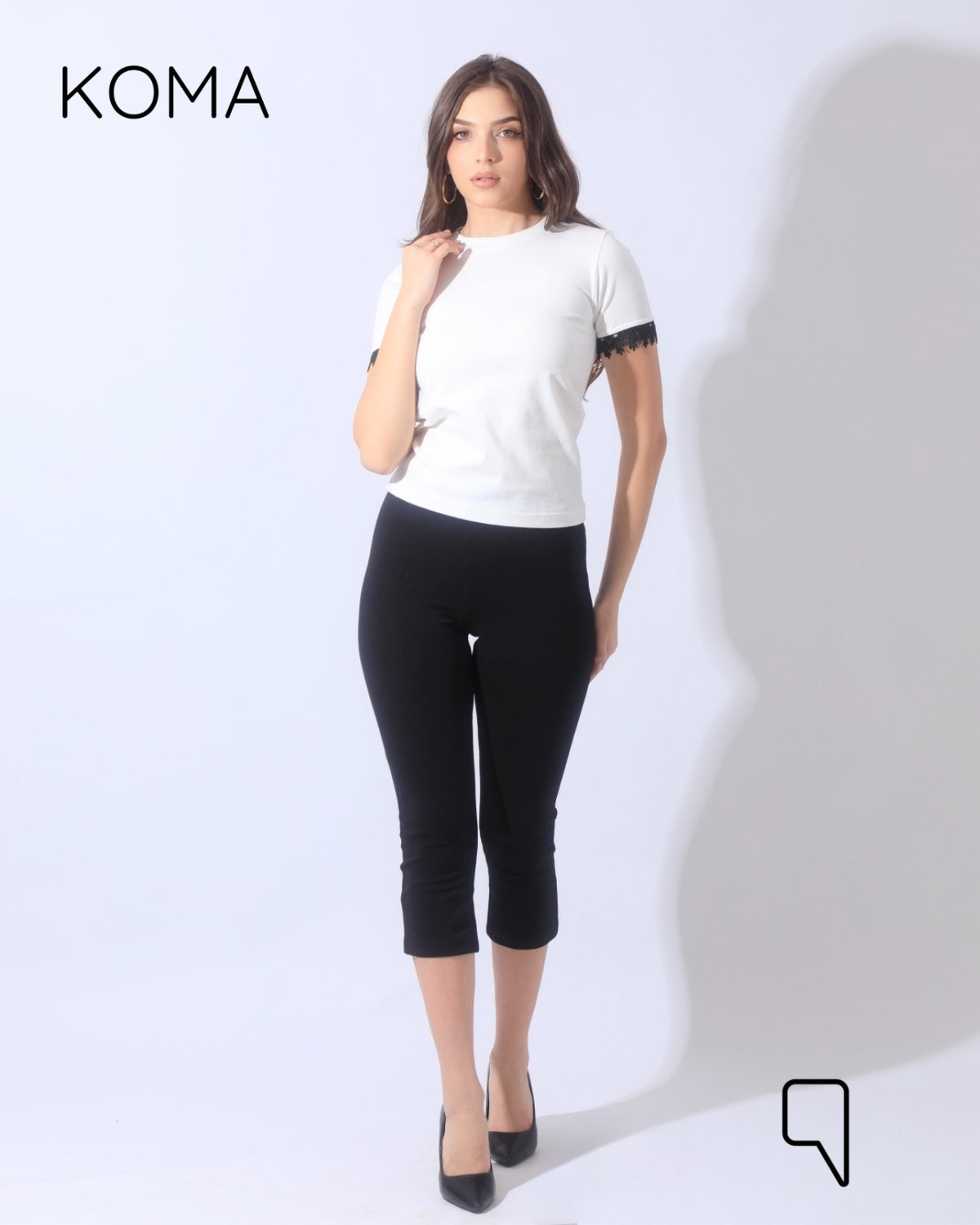 Vivi T-shirt with Joubair at sleeves ends - White