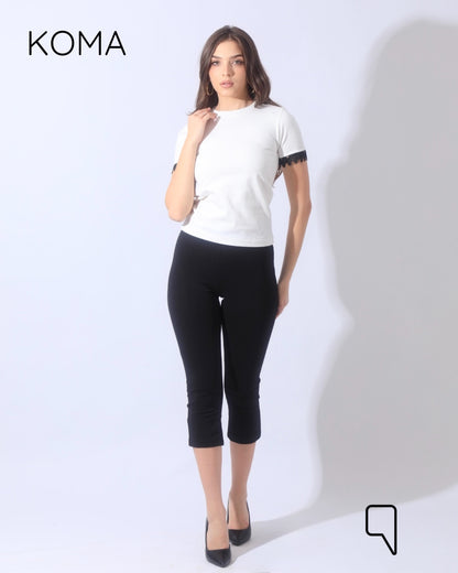 Vivi T-shirt with Joubair at sleeves ends - White