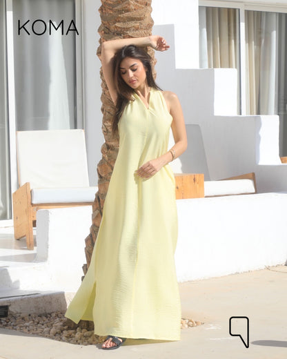 Paulina V Neck Maxi Dress - Yellow