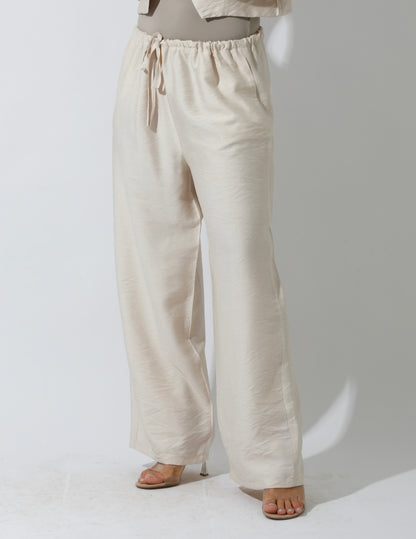 Co-Ord Lose Tied Pants -  Beige