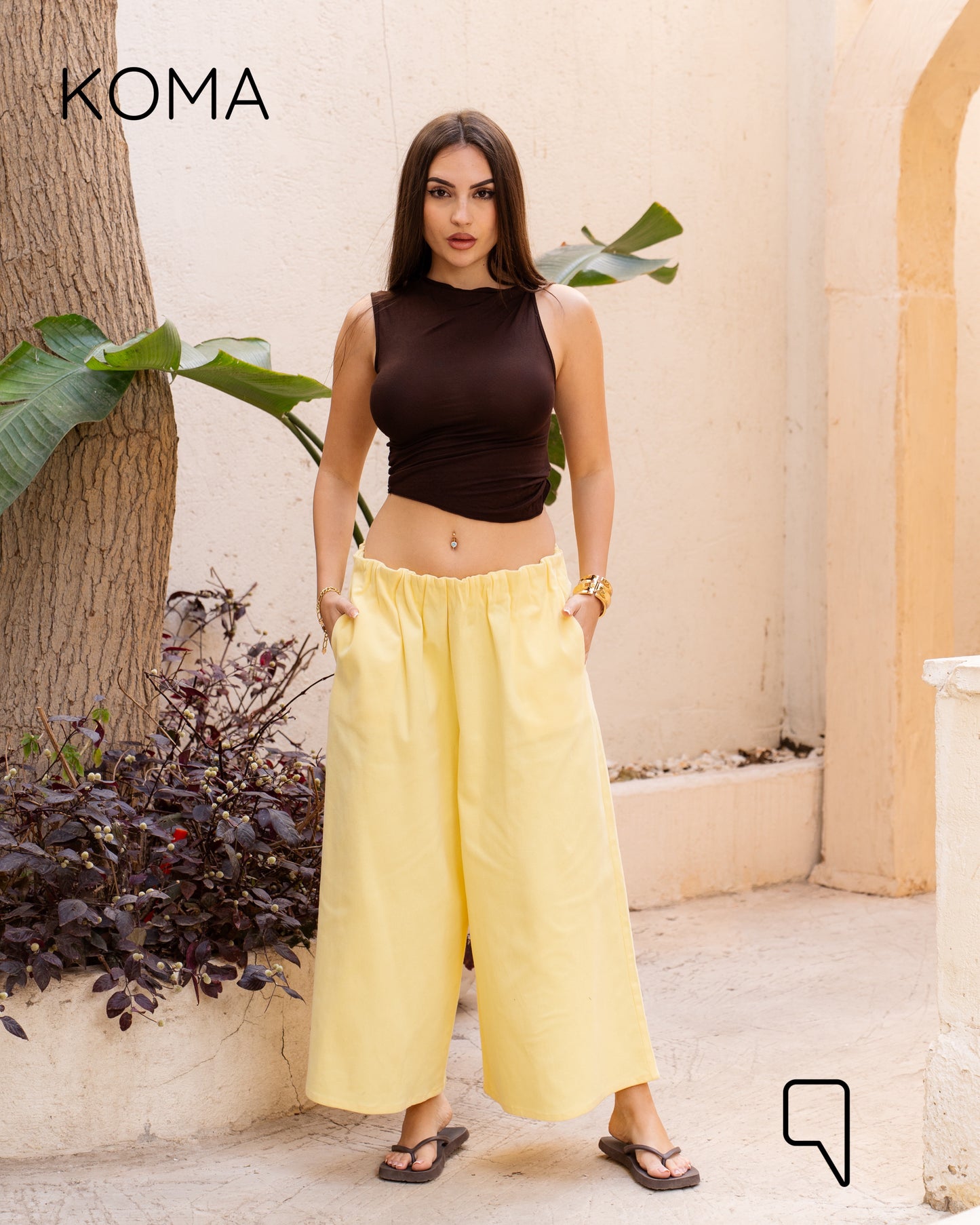 Violet Culottes Trousers - Yellow
