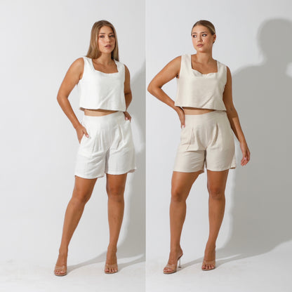 Flared Shorts - Beige