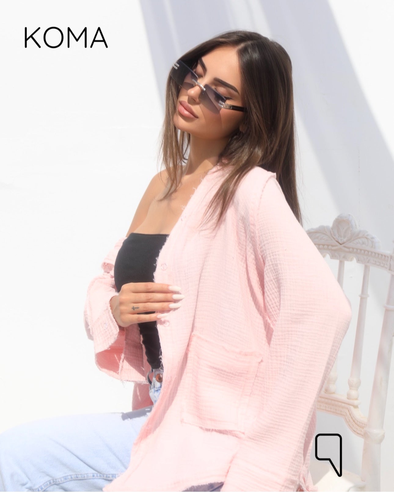 Greta Crincle Shirt - Pink